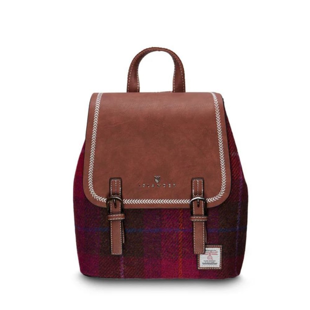 Harris Tweed Jura Backpack for Women, Fuchsia Tartan😚